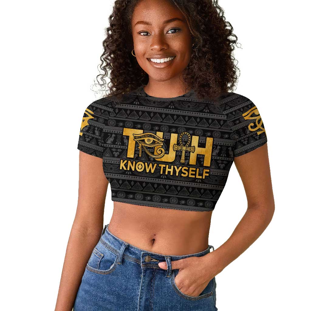 Personalized Truth Know Thyself Raglan Cropped T shirt Eye of Horus and Ankh