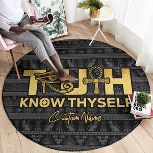 Personalized Truth Know Thyself Round Carpet Eye of Horus and Ankh