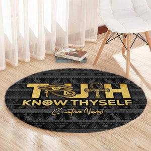 Personalized Truth Know Thyself Round Carpet Eye of Horus and Ankh