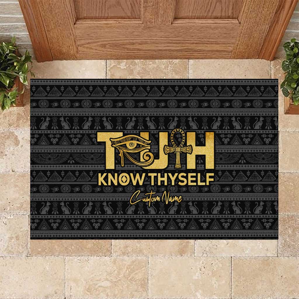 Personalized Truth Know Thyself Rubber Doormat Eye of Horus and Ankh