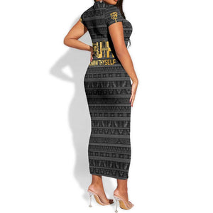 Personalized Truth Know Thyself Short Sleeve Bodycon Dress Eye of Horus and Ankh