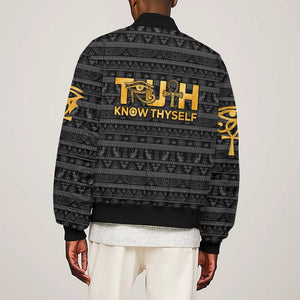 Personalized Truth Know Thyself Sleeve Zip Bomber Jacket Eye of Horus and Ankh