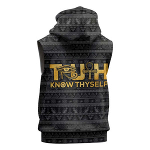 Personalized Truth Know Thyself Sleeveless Hoodie Eye of Horus and Ankh - African Pride