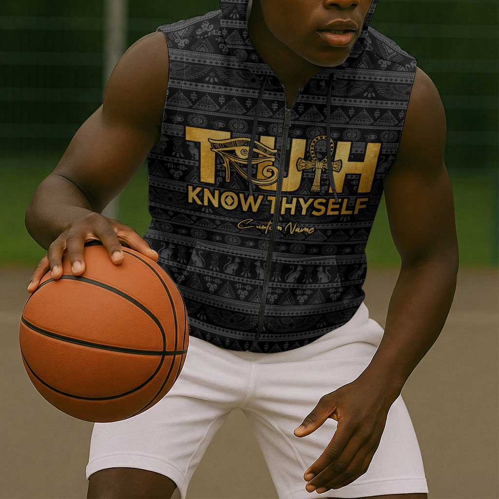 Personalized Truth Know Thyself Sleeveless Zip Hoodie Eye of Horus and Ankh - African Pride