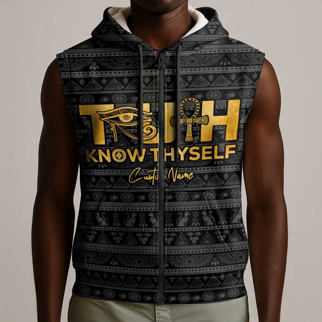 Personalized Truth Know Thyself Sleeveless Zip Hoodie Eye of Horus and Ankh - African Pride