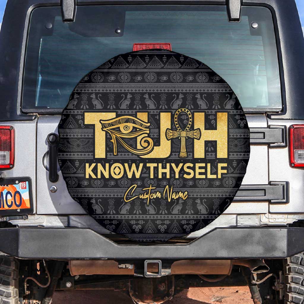 Personalized Truth Know Thyself Spare Tire Cover Eye of Horus and Ankh