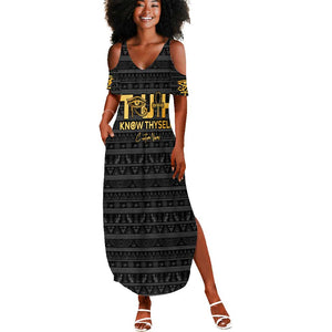 Personalized Truth Know Thyself Summer Maxi Dress Eye of Horus and Ankh