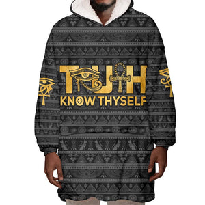 Personalized Truth Know Thyself Wearable Blanket Hoodie Eye of Horus and Ankh