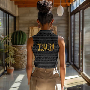 Personalized Truth Know Thyself Women Sleeveless Polo Shirt Eye of Horus and Ankh