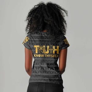 Personalized Truth Know Thyself Women V-Neck T-Shirt Eye of Horus and Ankh