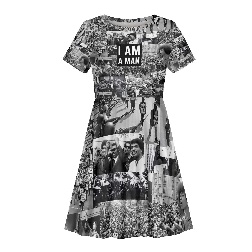 Black Power Kid Short Sleeve Dress African American Culture