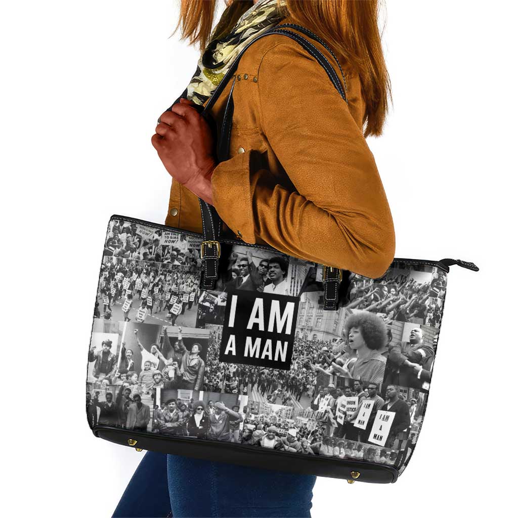 Black Power Leather Tote Bag African American Culture