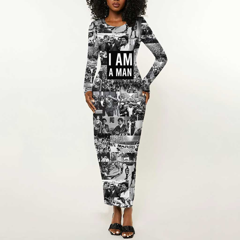 Black Power Long Sleeve Bodycon Dress African American Culture