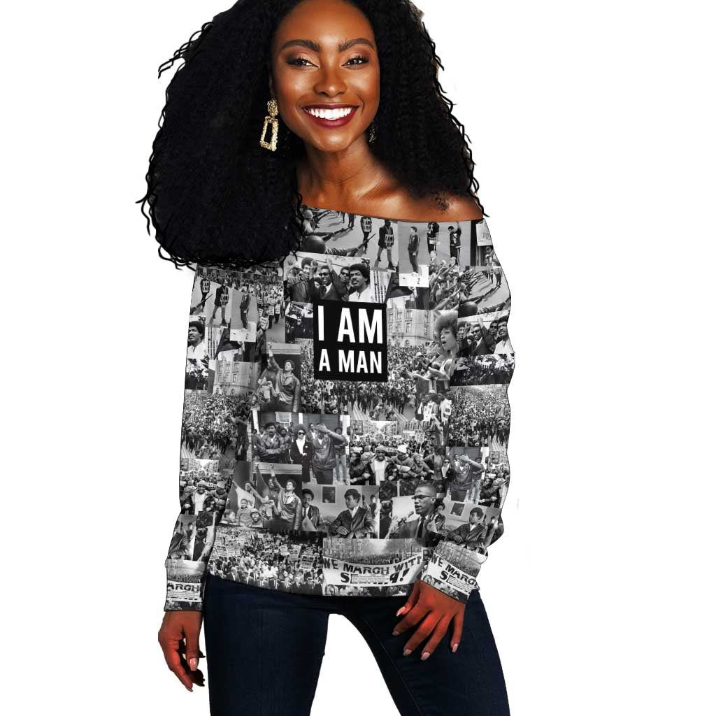 Black Power Off Shoulder Sweater African American Culture