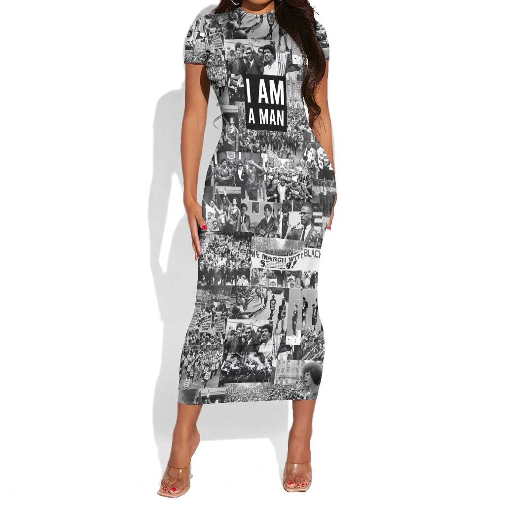 Black Power Short Sleeve Bodycon Dress African American Culture