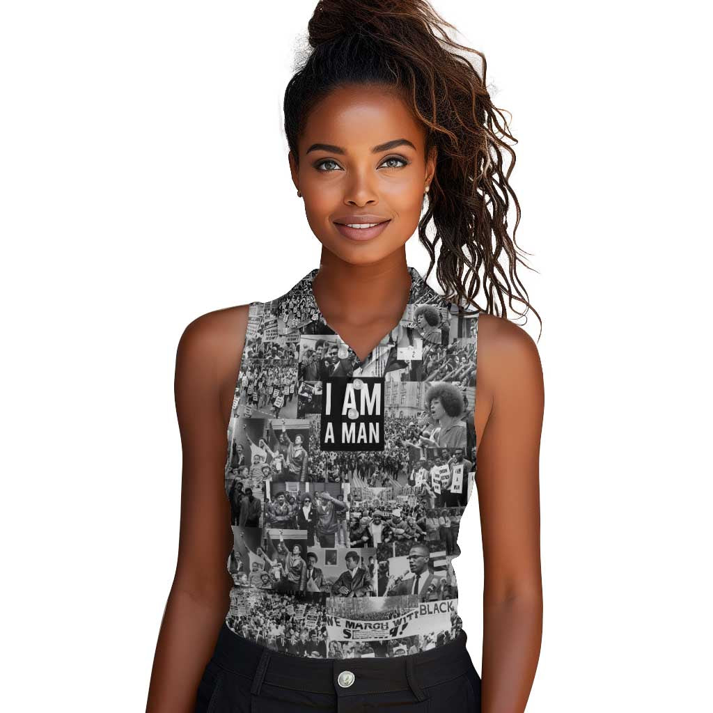 Black Power Women Sleeveless Polo Shirt African American Culture