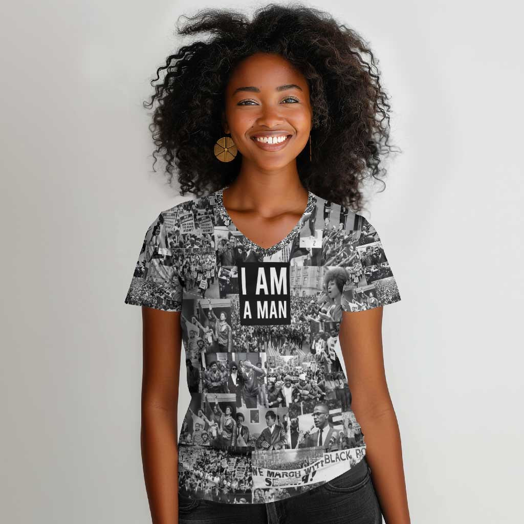 Black Power Women V-Neck T-Shirt African American Culture