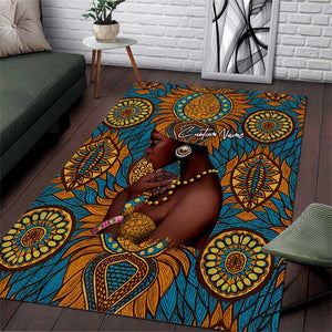 Personalized Black Girl Flora Area Rug African Women