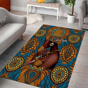 Personalized Black Girl Flora Area Rug African Women