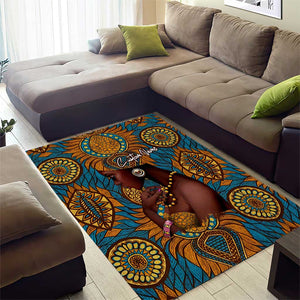 Personalized Black Girl Flora Area Rug African Women