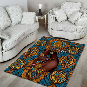 Personalized Black Girl Flora Area Rug African Women