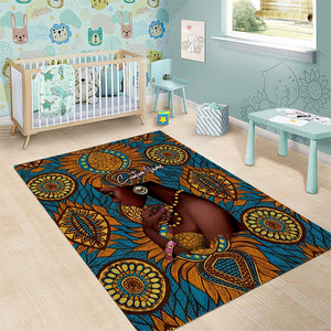 Personalized Black Girl Flora Area Rug African Women