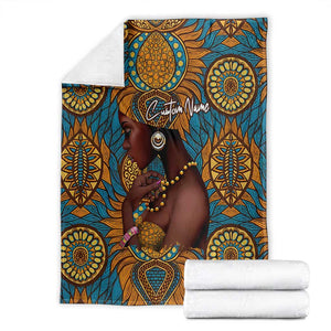 Personalized Black Girl Flora Blanket African Women