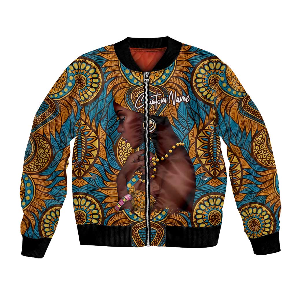 Personalized Black Girl Flora Bomber Jacket African Women