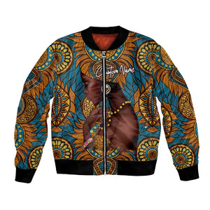 Personalized Black Girl Flora Bomber Jacket African Women