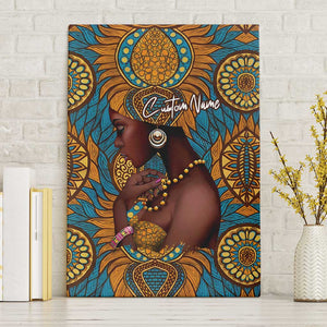 Personalized Black Girl Flora Canvas Wall Art African Women