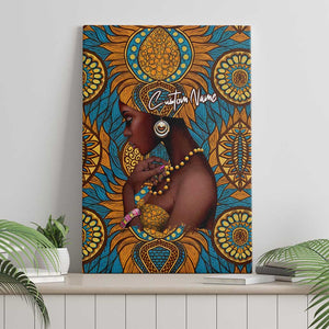 Personalized Black Girl Flora Canvas Wall Art African Women