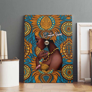 Personalized Black Girl Flora Canvas Wall Art African Women