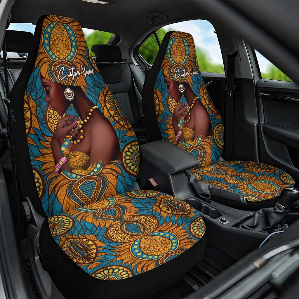 Personalized Black Girl Flora Car Seat Cover African Women