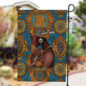 Personalized Black Girl Flora Garden Flag African Women