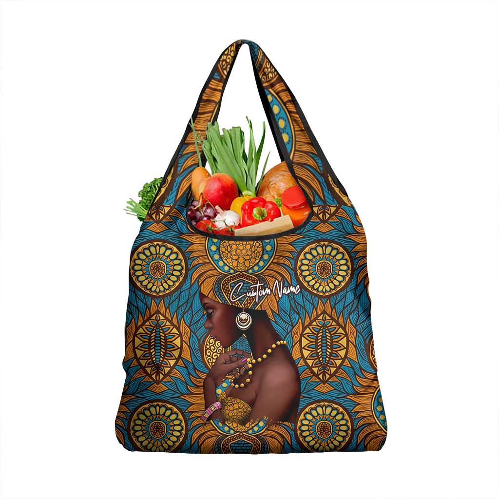 Personalized Black Girl Flora Grocery Bag African Women