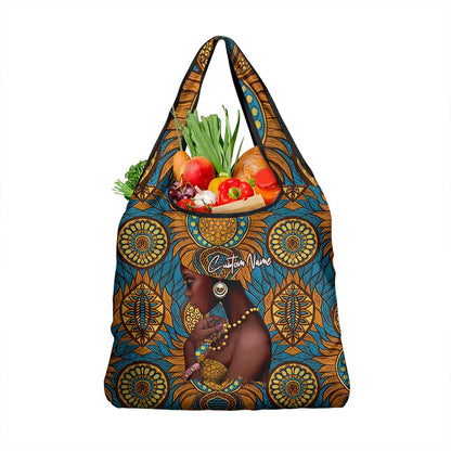 Personalized Black Girl Flora Grocery Bag African Women