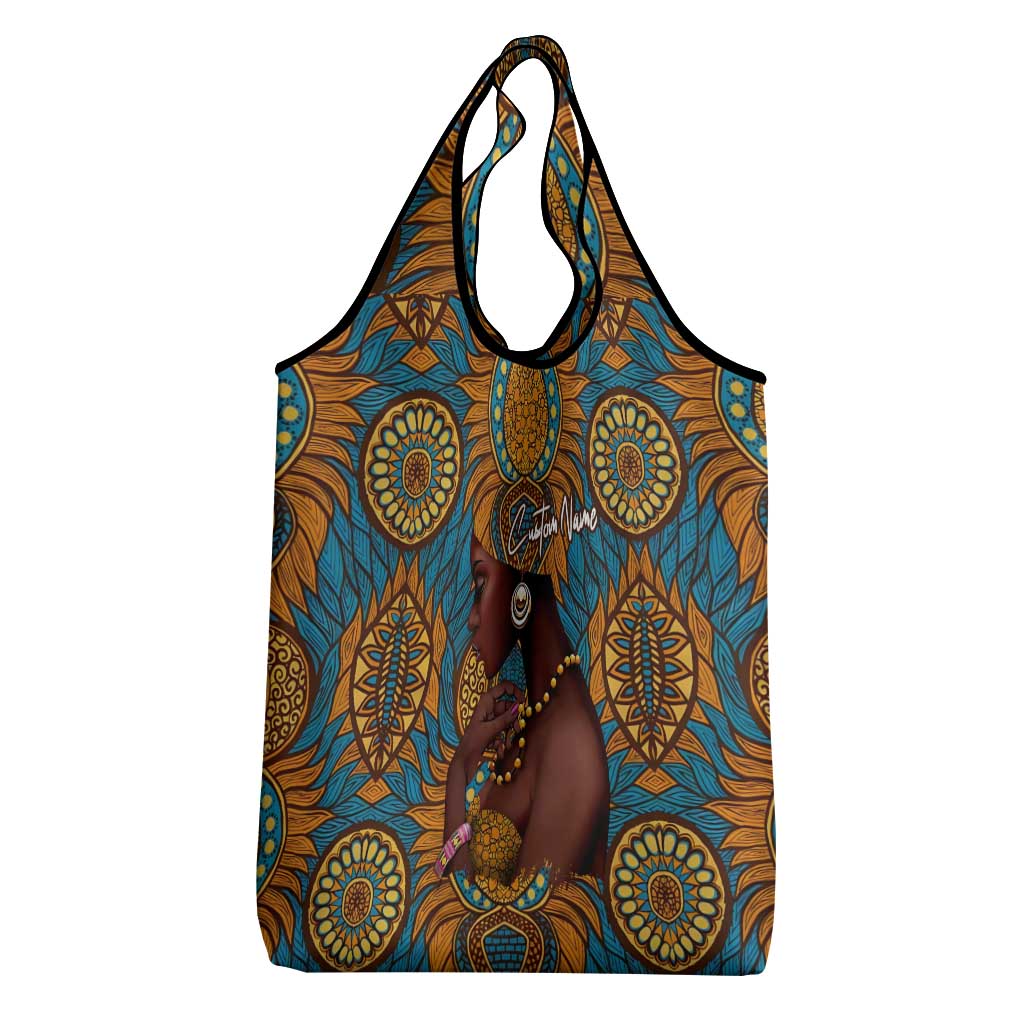 Personalized Black Girl Flora Grocery Bag African Women