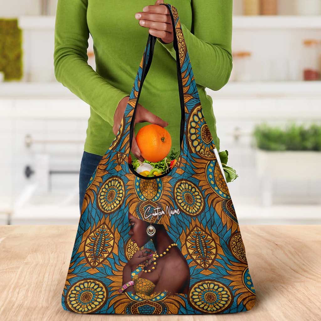 Personalized Black Girl Flora Grocery Bag African Women