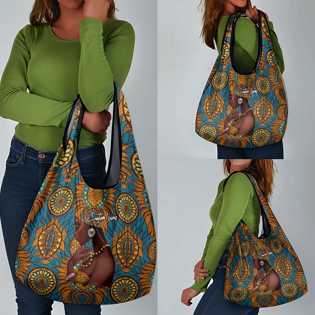 Personalized Black Girl Flora Grocery Bag African Women