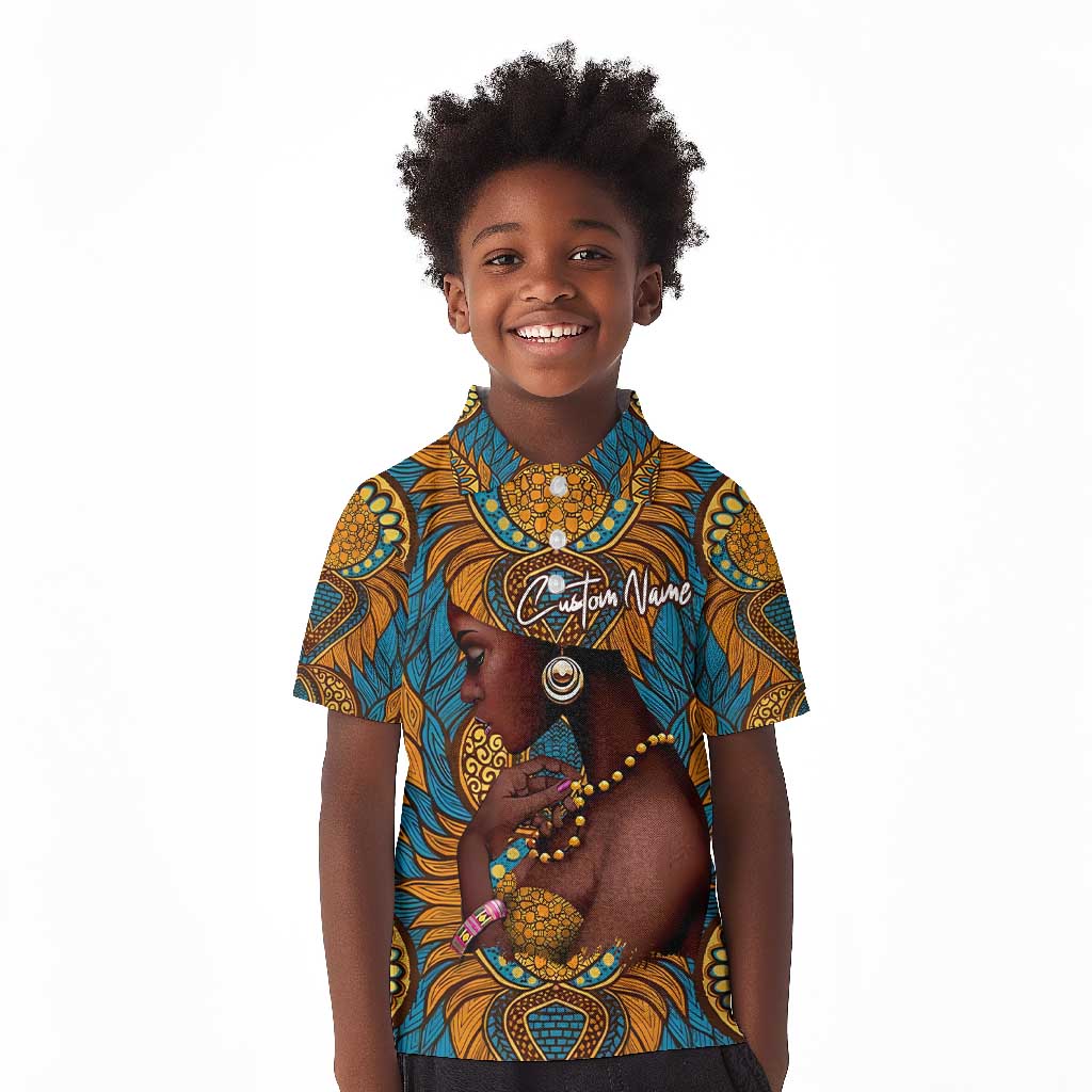 Personalized Black Girl Flora Kid Polo Shirt African Women