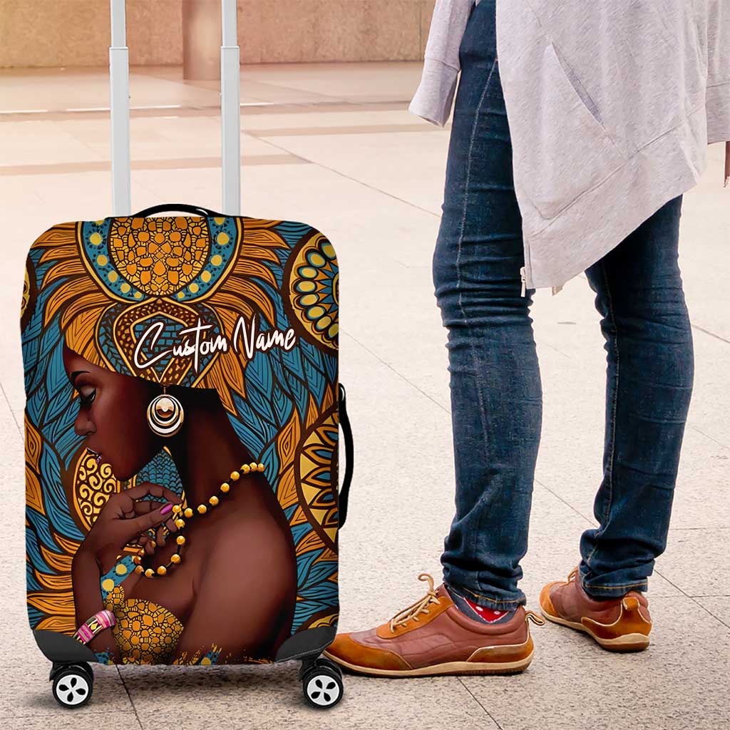 Personalized Black Girl Flora Luggage Cover African Women