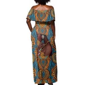 Personalized Black Girl Flora Off Shoulder Maxi Dress African Women