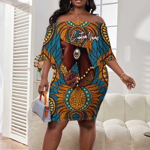 Personalized Black Girl Flora Off Shoulder Short Dress African Women