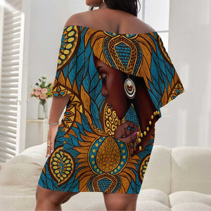 Personalized Black Girl Flora Off Shoulder Short Dress African Women