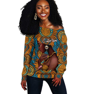 Personalized Black Girl Flora Off Shoulder Sweater African Women