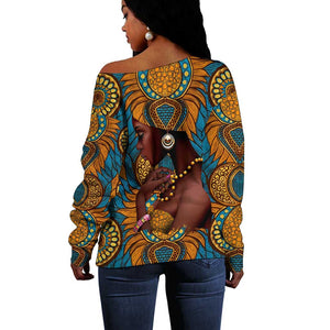 Personalized Black Girl Flora Off Shoulder Sweater African Women