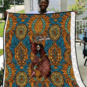 Personalized Black Girl Flora Quilt African Women