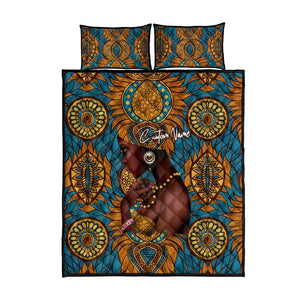 Personalized Black Girl Flora Quilt Bed Set African Women