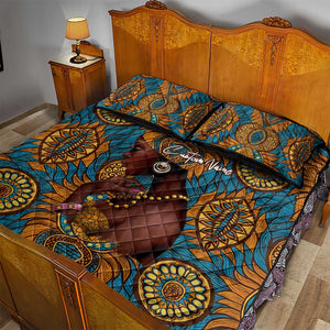 Personalized Black Girl Flora Quilt Bed Set African Women