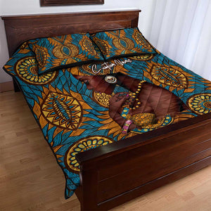 Personalized Black Girl Flora Quilt Bed Set African Women